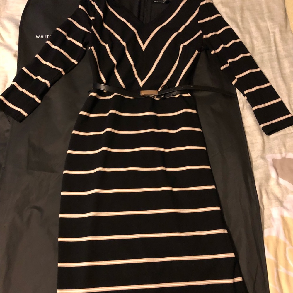Black striped Dress. Form fitting. Brand new !